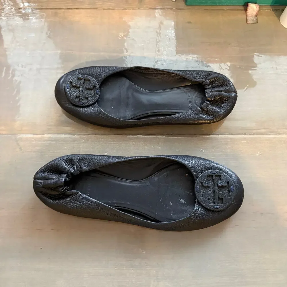 Tory Burch Black Minnie Traveler Ballet Flats Sz 6.5